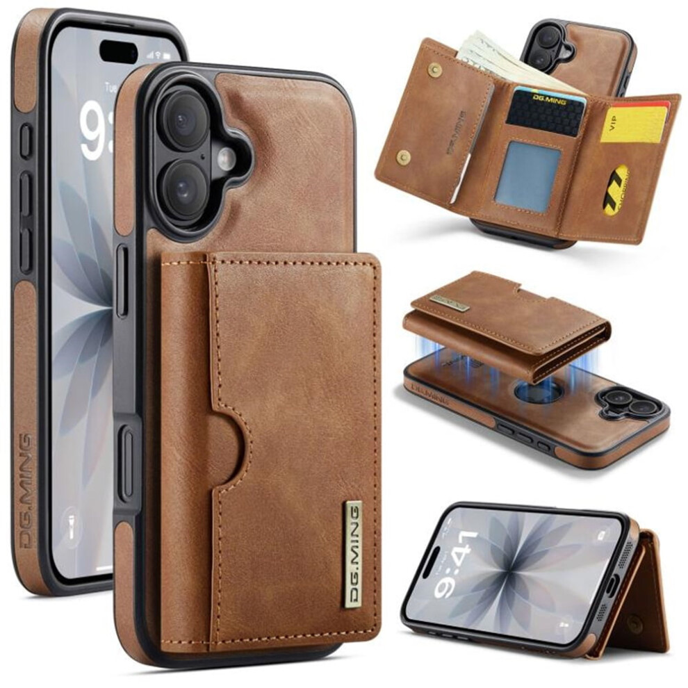 Dg.ming Magnetic Wallet Case For Iphone 17 (6.3"), Rfid-Blocking, Detachable, Leather, Brown 9193271852100