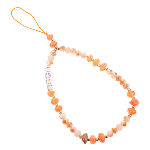 2Pcs Versatile Orange Mobile Phone Chain Lanyard Key Holder Decor 1