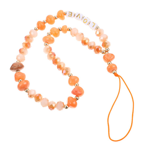 2Pcs Versatile Orange Mobile Phone Chain Lanyard Key Holder Decor 2
