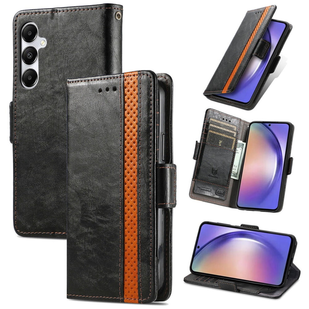 Samsung Galaxy A55 5G Leather Wallet Case Black 9152228958531