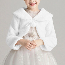 1-16 jaar Meisjes Pluche Fleece Cape Lange Mouwen Ronde Hals Korte Sjaal Jurk Jas Warme Comfortabele Winter Bovenkleding