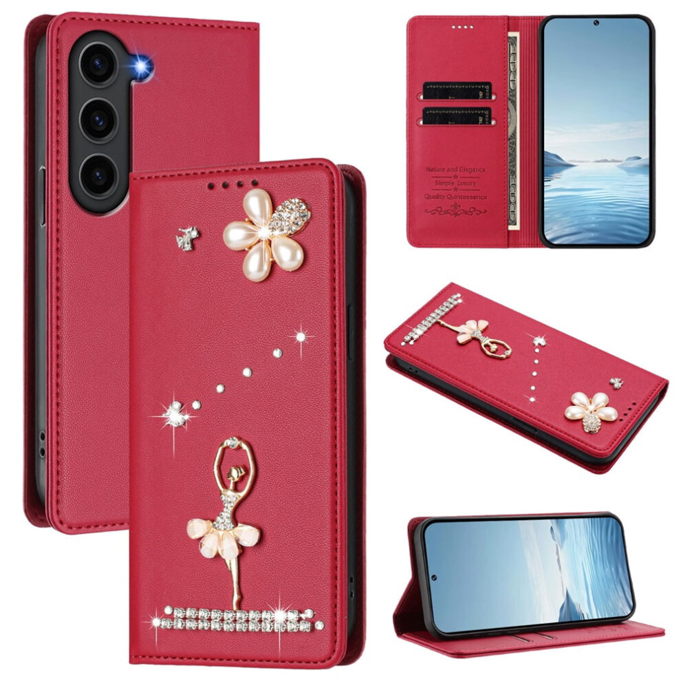 Rfid-Blocking Ballet Girl Flip Wallet Leather Case For Compatible With Samsung Galaxy S23+ 5G Â Red 9193271851691