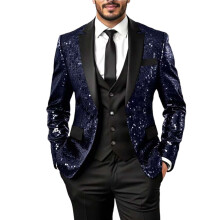 Men's Sparkle Dance Suit Blazer Stage Performance Glitter Tuxedo Jacket Slim Fit Polyester Formal Wear
