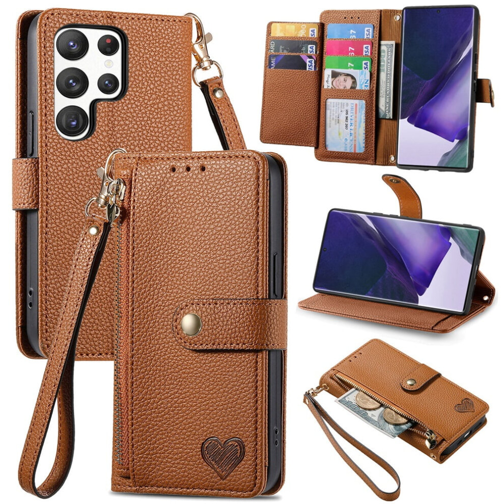 Samsung Galaxy S22 Ultra 5G Leather Wallet Case With Zipper 9152228959880