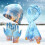 Tie Dye Knit Hat Scarf Gloves Set Blue 3-Piece 1