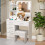 Dressing Table w/ Lights Stool Vanity And6 Drawers 3