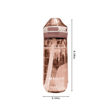 Botella de agua a prueba de fugas de gran capacidad con pajita y boquilla graduada, plástico apto para alimentos, tapa desplegable – Compatible