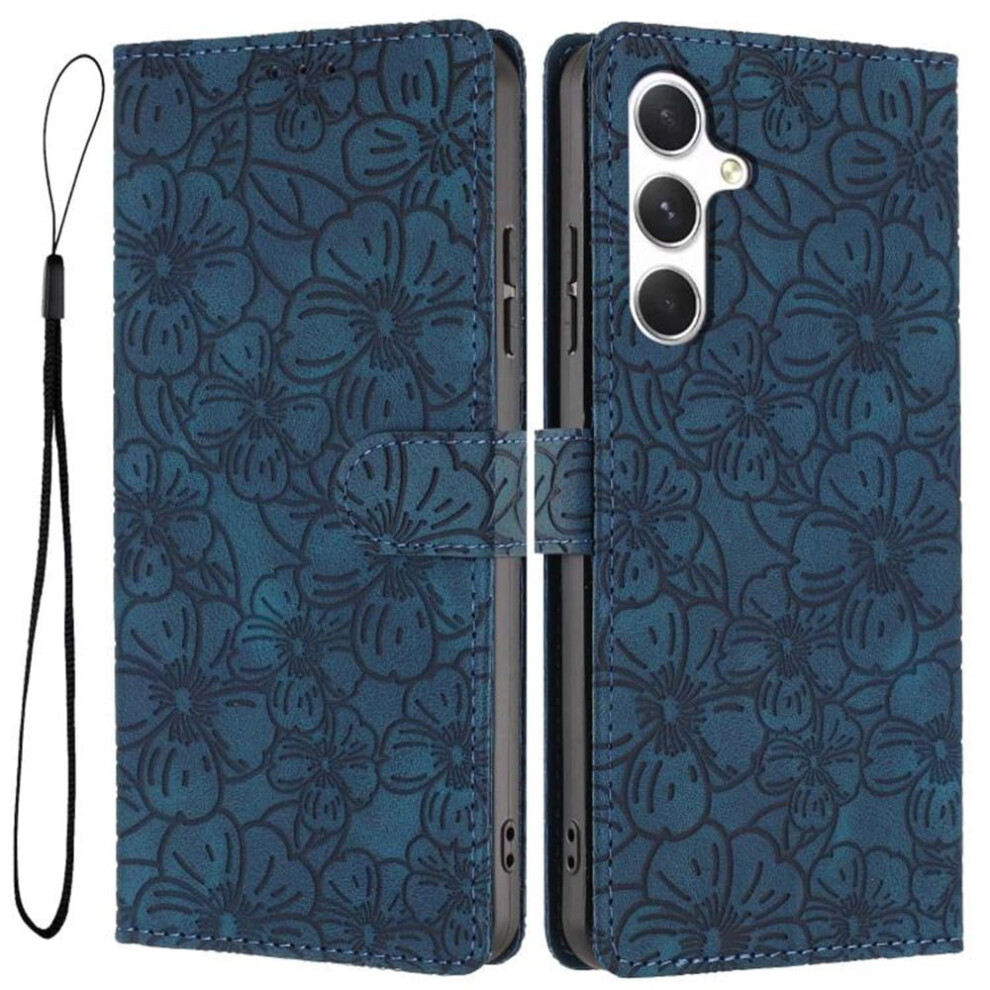 Cherry Blossom Embossed Leather Flip Wallet For Samsung Red 9170372576210