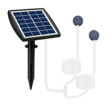 6V 2W Solar Powered Pond Aerator Pump with 2 Air Stones for Fish Tank Koi Backyard Outdoor Water Oxygenation Black ABS Weatherproof