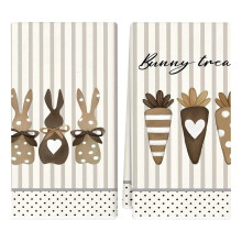 Lot de 2 torchons de cuisine « Joyeuses Pâques » – Motif lapin et œufs, parfaits pour la cuisson, le séchage et la décoration.