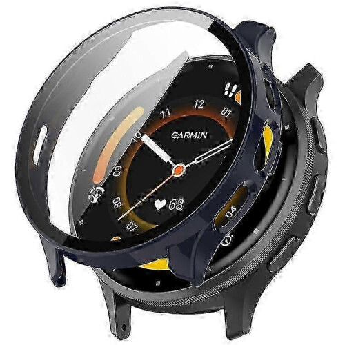 (Blue) Full Coverage Hard PC Case with Tempered Glass Screen Protector for Garmin Venu 3S Watch, Clear Protective Cover