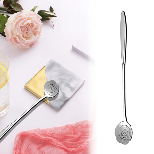 Dinnerware Sets,6PCS Spoon Long Handle Texture Stainless Mixing Coffee Spoon For Home