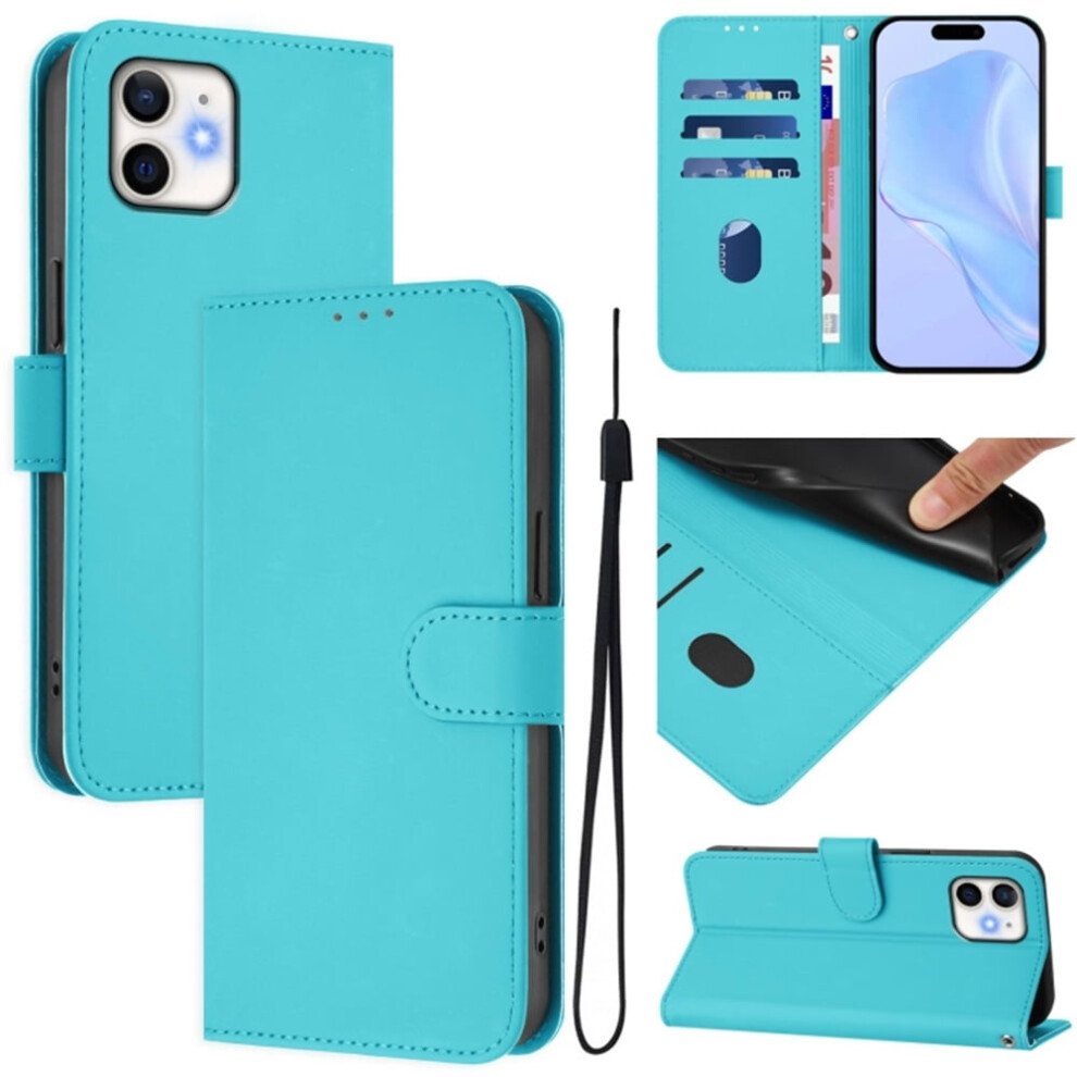 Pu Leather Wallet Case Compatible With Iphone 12 Mini Â Magnetic Flip Folio, 3 Card Slots & Wrist Strap, Lake Blue 9152228551305