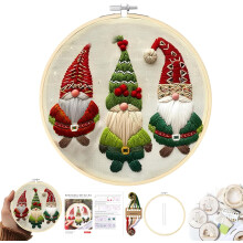 Christmas Cross Stitch Kits, DIY Embroidery Kit for Adults with Pattern,Cotton Threads,Needles,Instruction,20cm Hoop,for Decor Home Room