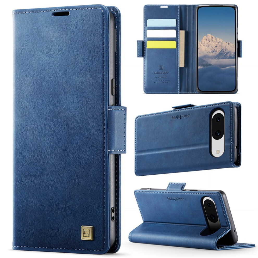 Autspace Magnetic Wallet Case For Google Pixel 8A Â Shockproof Leather Flip Case With Card Holder, Compatible With Google Pixel 8A Blue 9418476712715