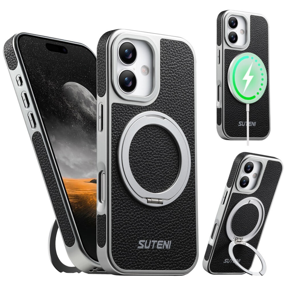 Iphone 16 Leather Case With Magsafe And 360 Rotating Ring 9170372577712