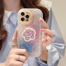 Koreaanse zonnebloemhouder, transparant telefoonhoesje compatibel met iPhone 15 14 12 13 11 Pro Max Plus, schattige bloemenhouder, doorzichtige