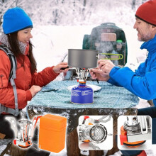 Mini Windproof Camping Stove Portable Gas Burner 3000W High Power Compatible with CB Cans for Outdoor Cooking Emergency Survival