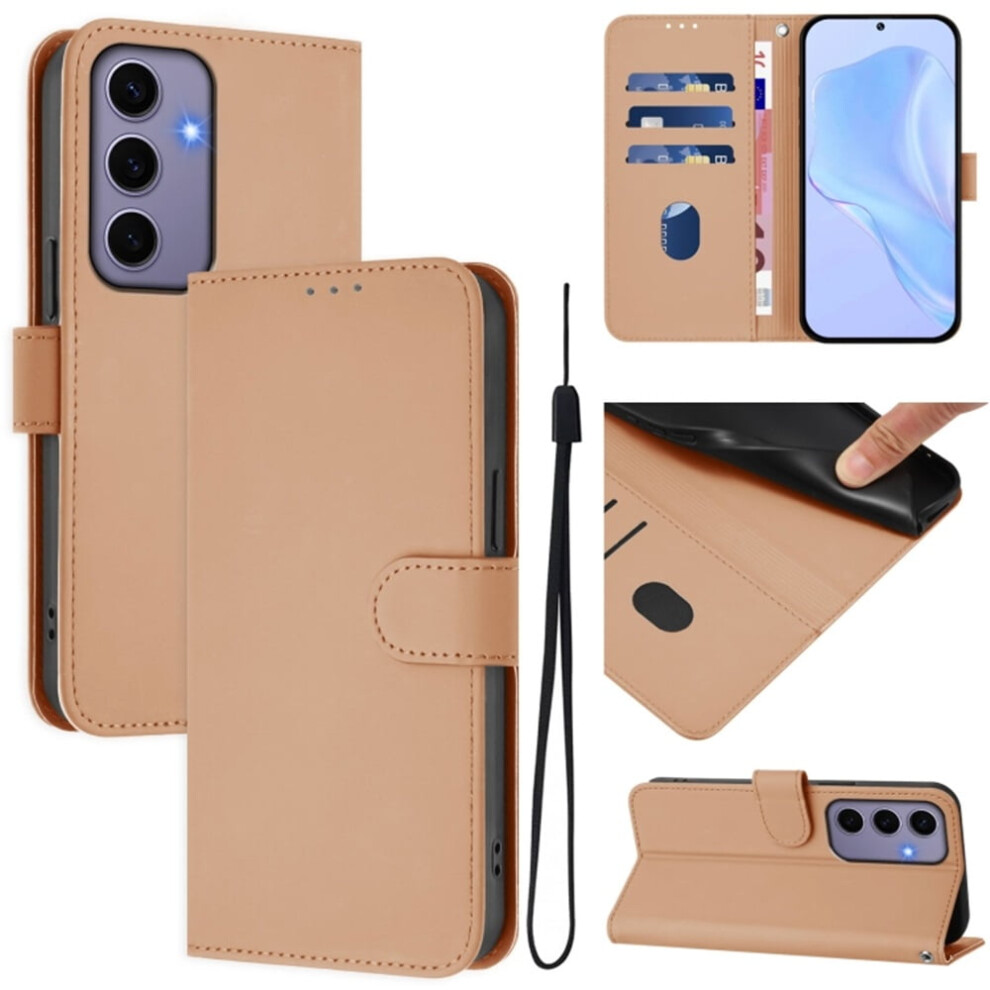 Wallet Case Compatible With Samsung Galaxy S24 5G Â Pu Leather Magnetic Flip Folio, 3-Card Slot & Wrist Strap, Nude Cream 9130661948593