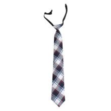 Boys Necktie Pre-tied Adjustable Neck Strap Tie Plaid Zipper Tie for Wedding Graduation School Uniforms Gray Free Size