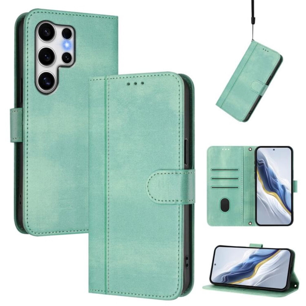 Compatible With Samsung Galaxy S25 Ultra 5G 6.9" Wallet Flip Leather Tpu Case With Card Holder, Wrist Strap & Shockproof Protection Â Mint Green 9152228553460