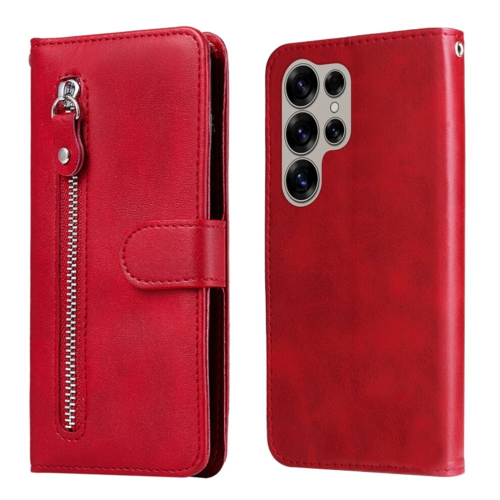 Wallet Case For Samsung Galaxy S25 Ultra 5G Leather Red 9170372577828