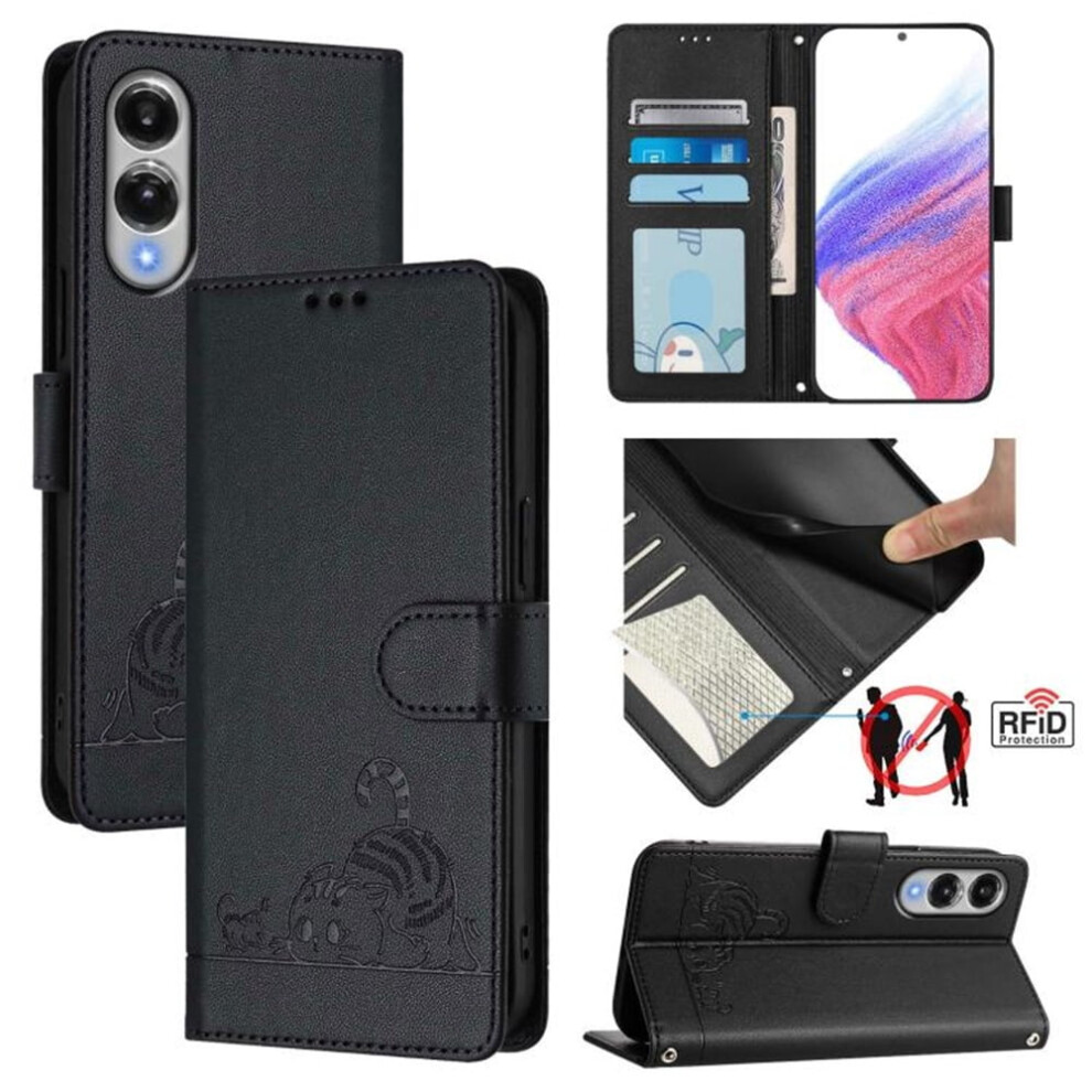 Compatible With Samsung Galaxy S25 Edge 5G 6.7" Rfid-Blocking Pu Leather Flip Wallet Case With Magnetic Closure, Card Slots, Hanging Rope, Black 9130661950312