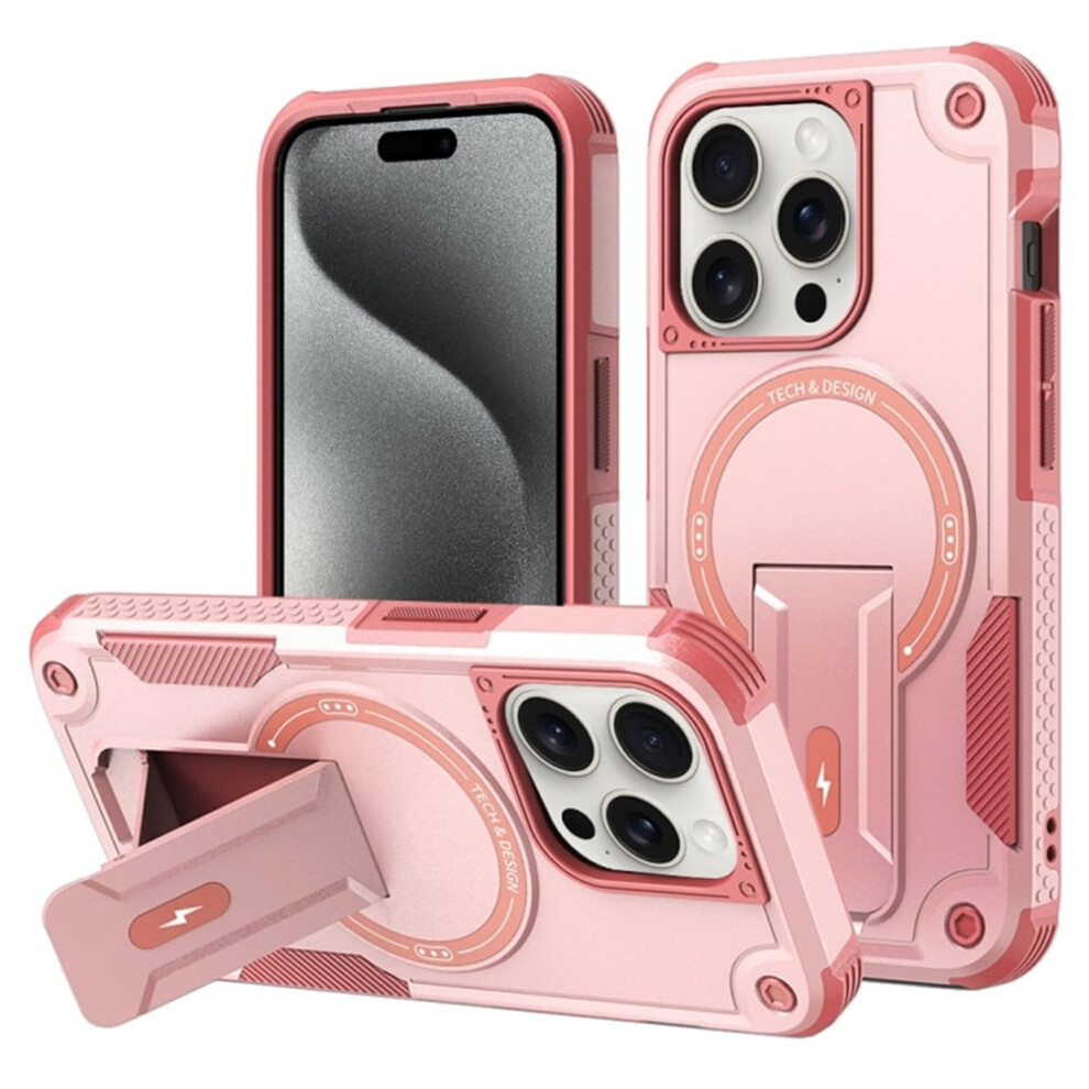Iphone 15 Pro Max 6.7" Case Â Magsafe Compatible, Military-Grade Shockproof Tpu With Invisible Stand Pink 9130661947442