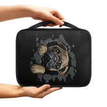 3D Pug Dog Print Bible Case for Women Men Bible Cover Bible Carrying Case Large Bible Bag with Zippers and Handle Sturdy Bible Protective Handbag