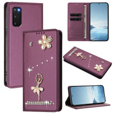 RFID Blocking Ballet Girl Flip Wallet Leather Case for compatible with Samsung Galaxy S20 FE 5G – Violet