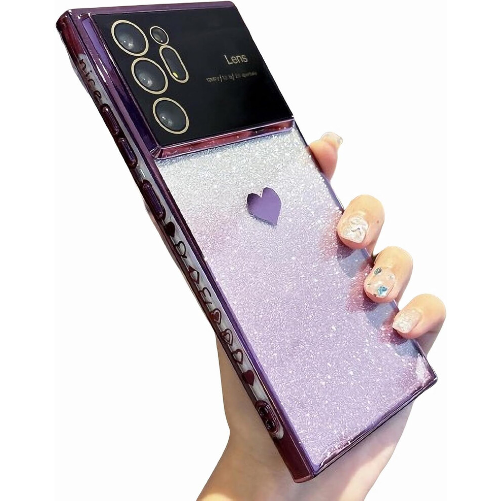 Heart Gradient Glitter Clear Phone Case For Samsung Galaxy 9130661431293