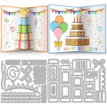 3D Pop-Up Birthday Gift Box Cutting Dies, Compatible with All Major Die-Cutting Machines