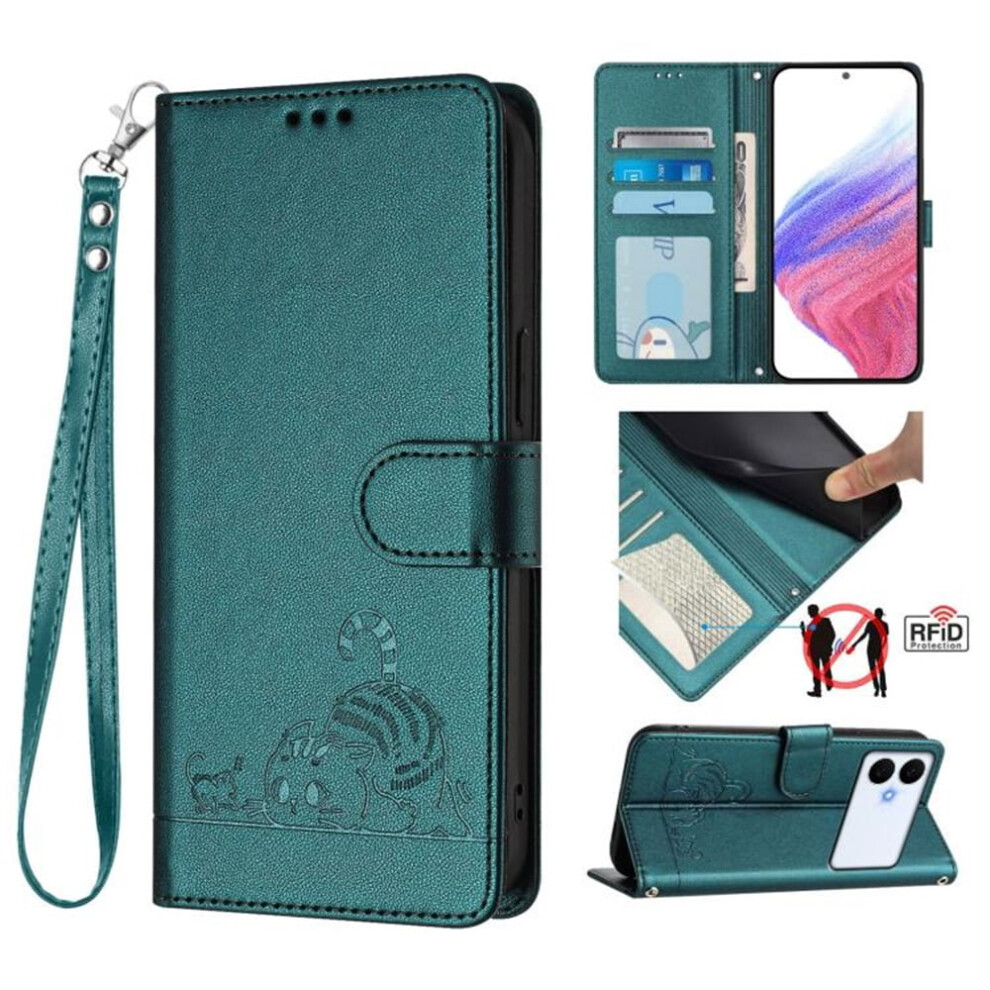 Compatible With Samsung Galaxy S26 Edge 5G 6.7" Rfid-Blocking Pu Leather Flip Wallet Case With Cat Emboss, Magnetic Closure, Card Slots & Hanging 9170372159123