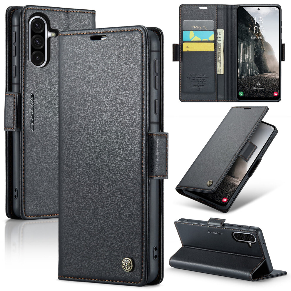 Caseme Leather Wallet Case For Samsung Galaxy A40 – Rfid Blocking, Magnetic Clasp, Kickstand, Card Holder, Black 9152228553521