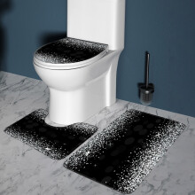 Ensemble de tapis de salle de bain argenté et noir à paillettes 3 pièces