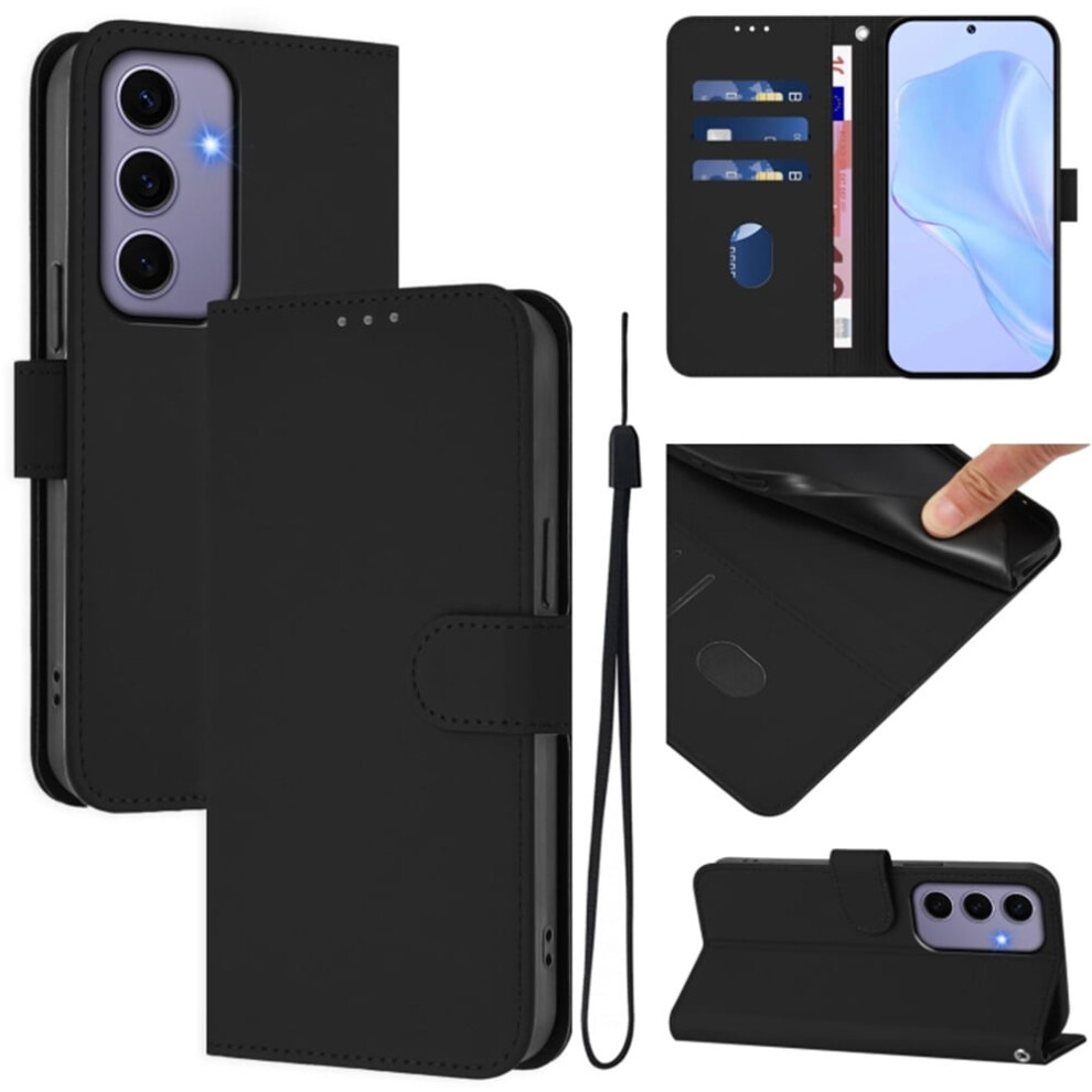 Wallet Case Compatible With Samsung Galaxy S24 5G Â Pu Leather Magnetic Flip Folio, 3-Card Slot & Wrist Strap, Black 9170372161140