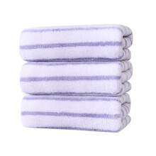3-Piece Velvet Striped Towel Set (30x60cm), Thick Absorbent Non-Shedding Face & Bath Towels – Gray
