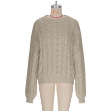 Damen-Zopfstrickpullover Herbst 2025, Langarm, Rundhalsausschnitt