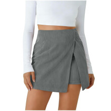 Damen-Cordrock mit integrierter Shorts, hochgeschnitten