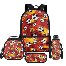 Fußballrucksack-Set für Kinder mit isolierter Lunchbox, Federmäppchen und Flaschenhalter – geeignet für die Schule