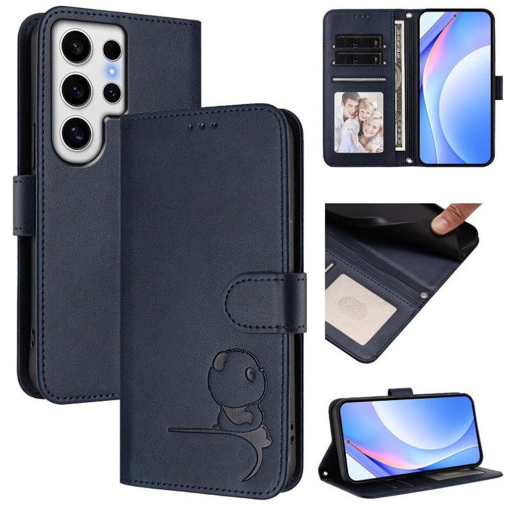 Litter Panda Embossed Leather Case For Samsung Galaxy S24 Ultra 5G Â Rfid Wallet, Magnetic Clasp, Lanyard & Flip Stand Â Blue 9405492287426