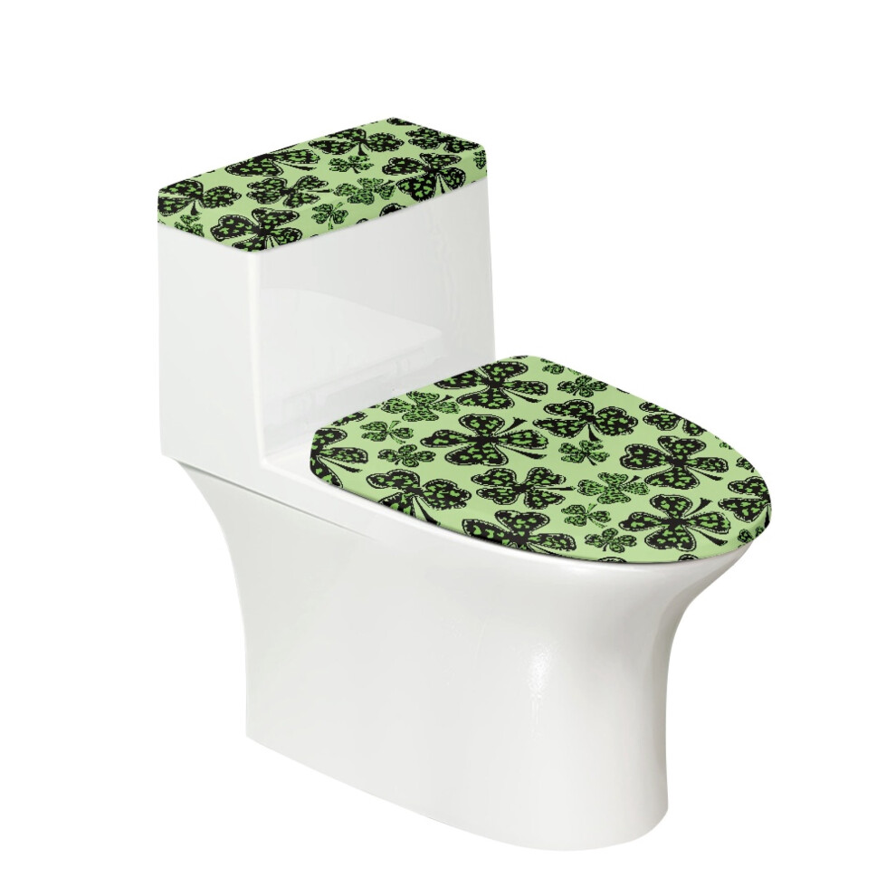 Toilet Lid Cover And Toilet Tank Lid Cover With Adjustable 2 Pieces Toilet Lid Cover Set U-Shaped For Universal, Four-Leaf Clover 9405492285217