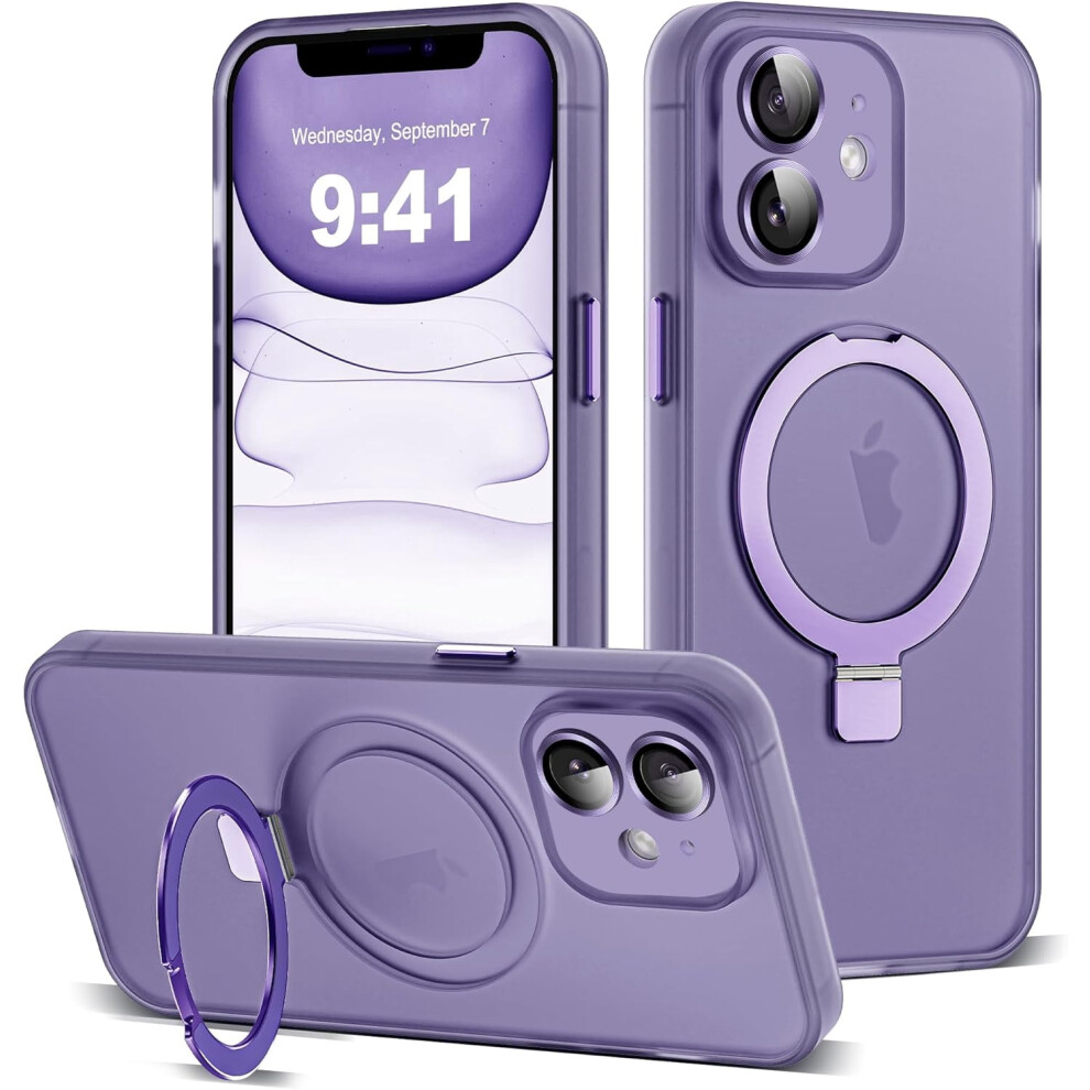 Iphone 11 Case With Magnetic Invisible Ring Stand, Full Camera Protection, Magsafe Compatible, Military-Grade Drop Protection, Matte Translucent Slim 9405492286856