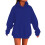 Moletom azul feminino oversized com capuz, manga comprida e forro de lã. 1