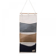 Organisateur suspendu en tissu imperméable pour portes de bateau, sac mural pliable, en coton et lin, triple espace de rangement avec support en