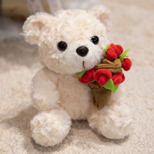 Bear Plush Toy with Rose Soft Kawaii Stuffed Animal 1 Pc