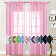 Semi-Sheer Curtains 52x84 in, Light Filtering, Rod Pocket, 2 Panels, Pink – Compatible with Standard Curtain Rods