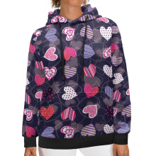 Damen-Pullover-Hoodie mit Herzmotiv – Rundhalsausschnitt mit Grafikprint, lange Ärmel, waschbar, Größe M, geeignet für Freizeit, Dates und Sport