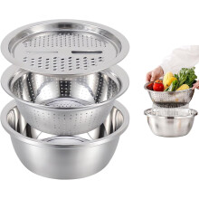 Ensemble de lavabo en acier inoxydable avec passoire, râpe et panier d'égouttage