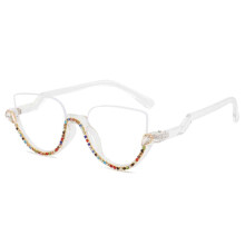 Okulary Cat Eye dla kobiet, eleganckie okulary z zakrzywionym kształtem, chroniące przed niebieskim światłem, z modną półramką, oprawka z